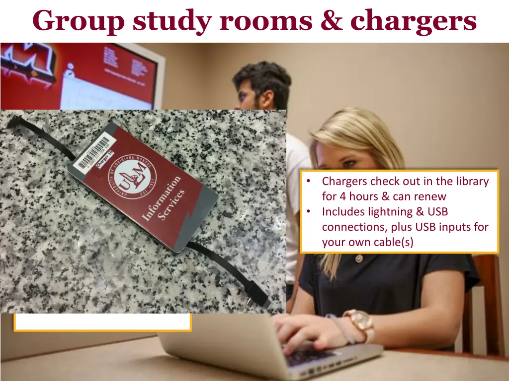 group study rooms chargers