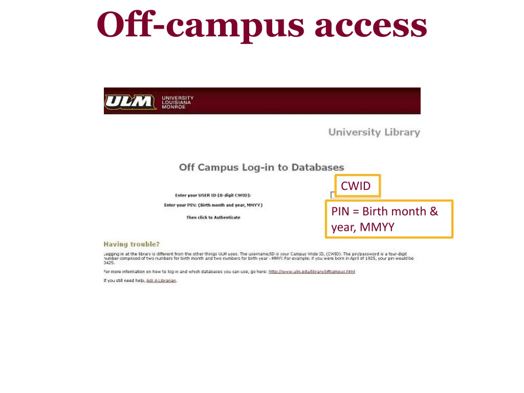 off campus access