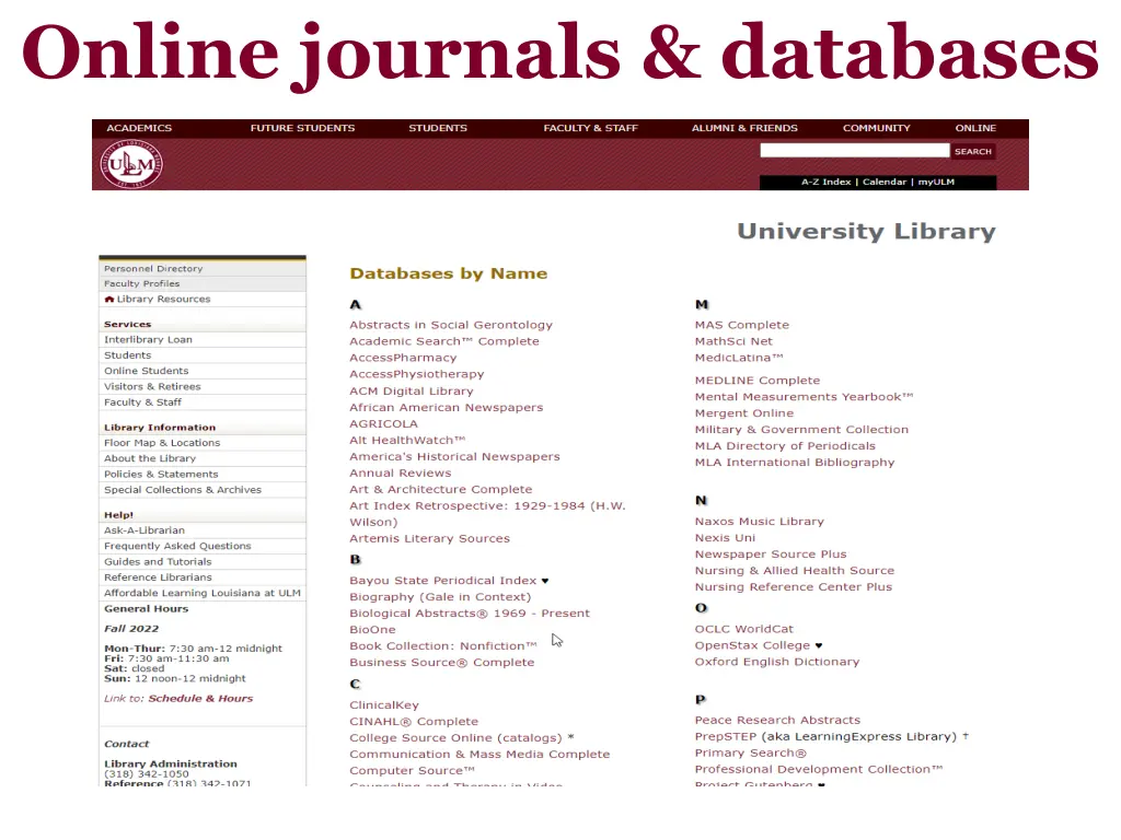 online journals databases