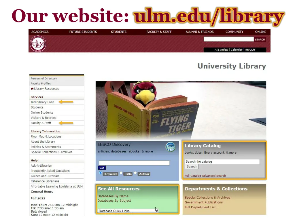 our website ulm edu library