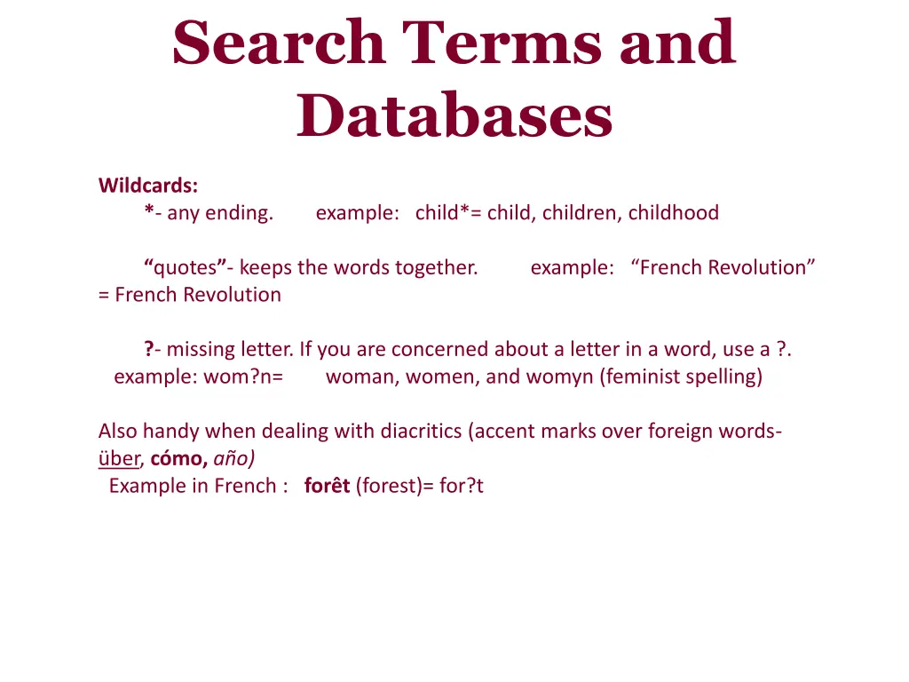 search terms and databases 1