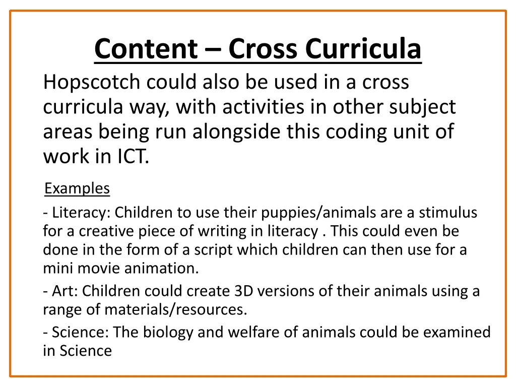 content cross curricula hopscotch could also