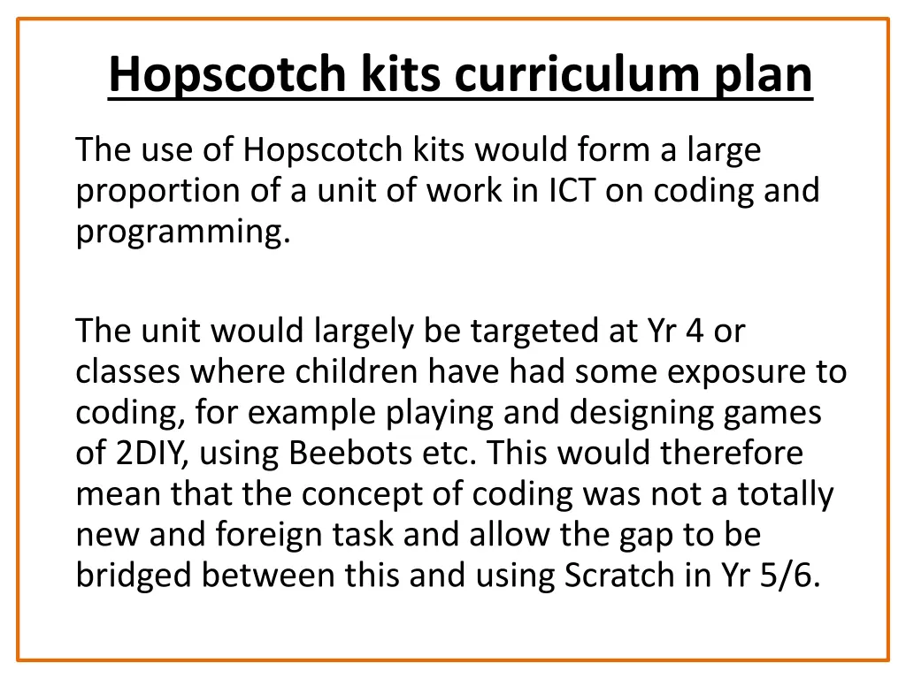 hopscotch kits curriculum plan