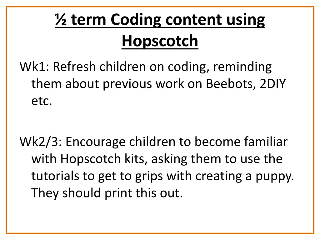 term coding content using hopscotch