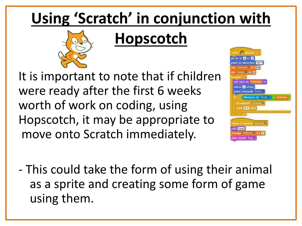 using scratch in conjunction with hopscotch