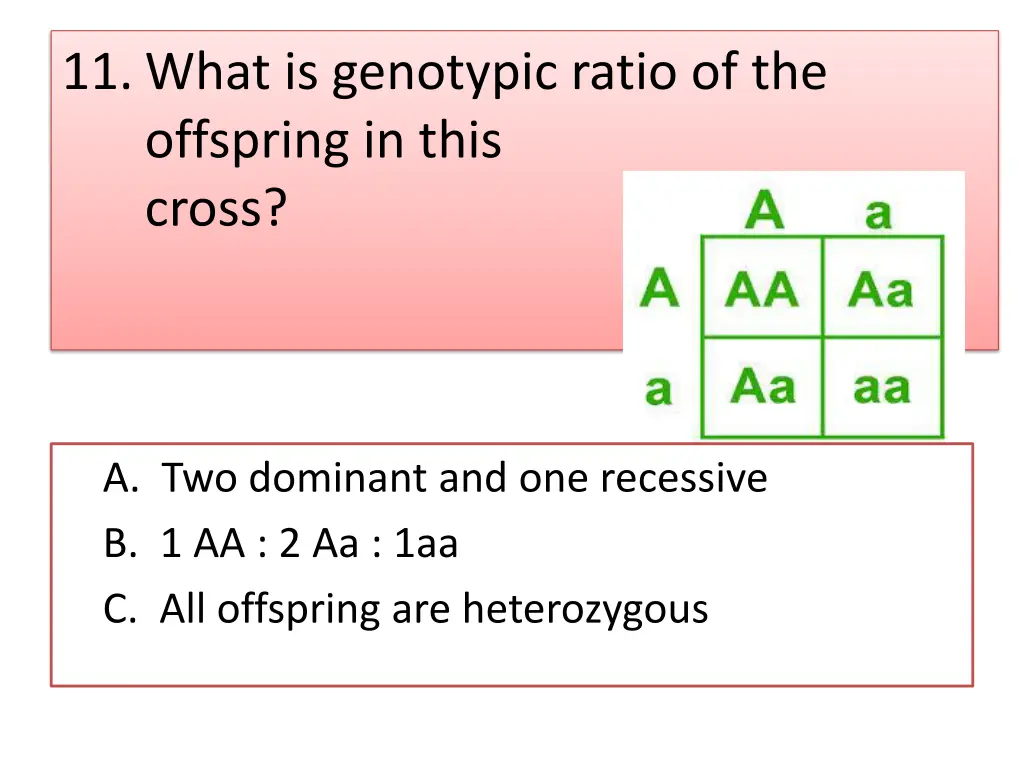 11 what is genotypic ratio of the offspring