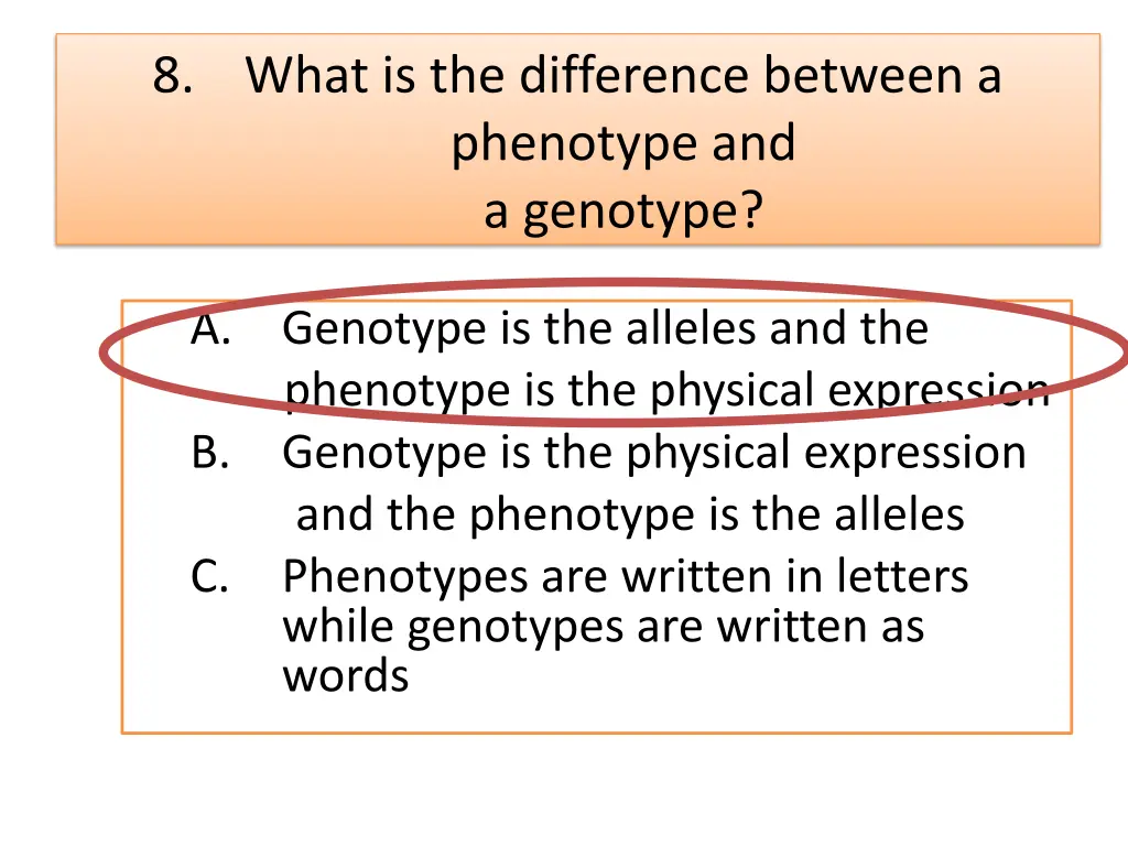 8 what is the difference between a phenotype 1