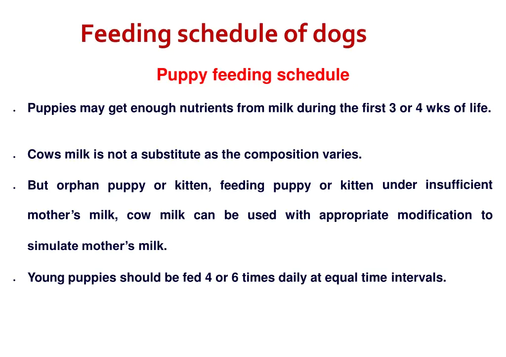 puppy feeding schedule