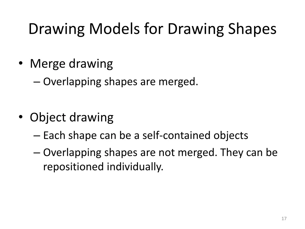 drawing models for drawing shapes