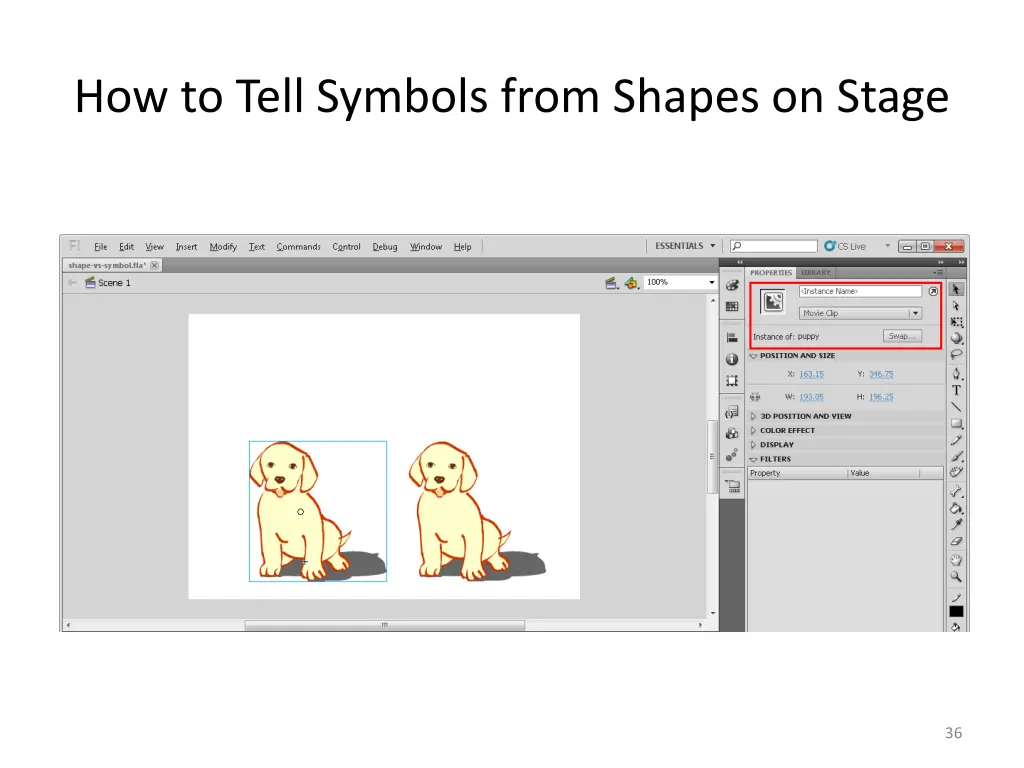 how to tell symbols from shapes on stage