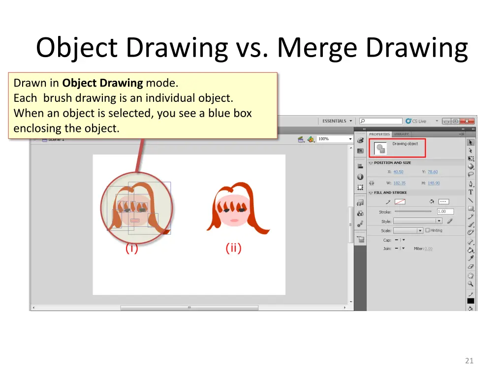 object drawing vs merge drawing 1