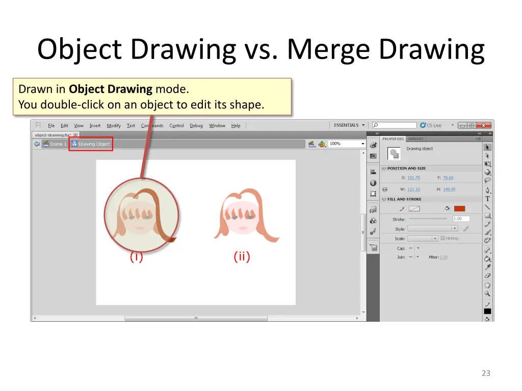 object drawing vs merge drawing 3