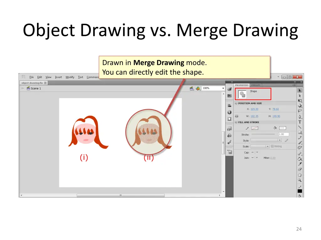 object drawing vs merge drawing 4