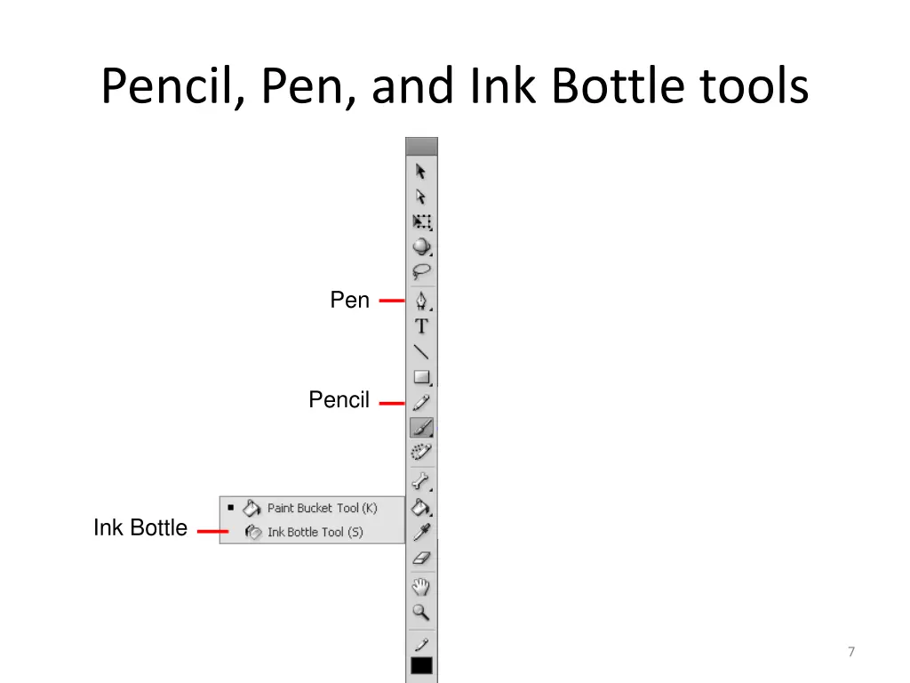 pencil pen and ink bottle tools