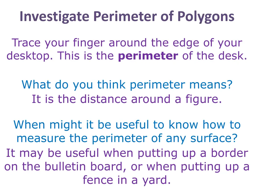 investigate perimeter of polygons