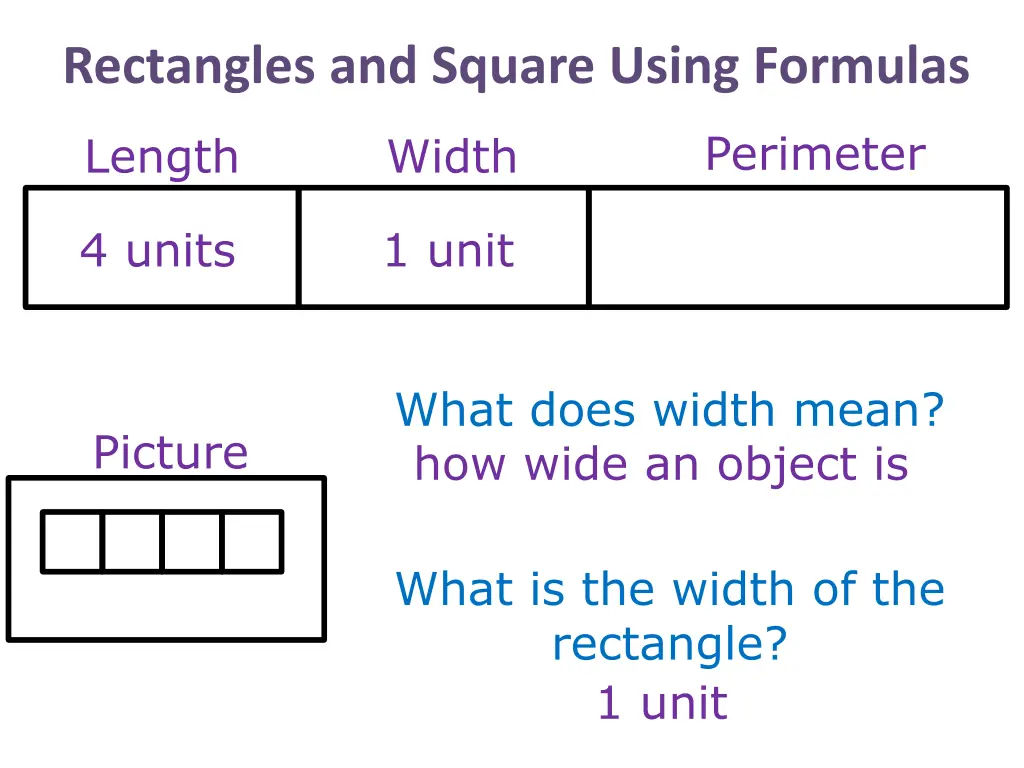 rectangles and square using formulas 1