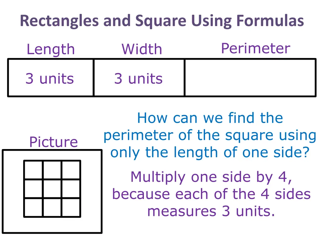 rectangles and square using formulas 10