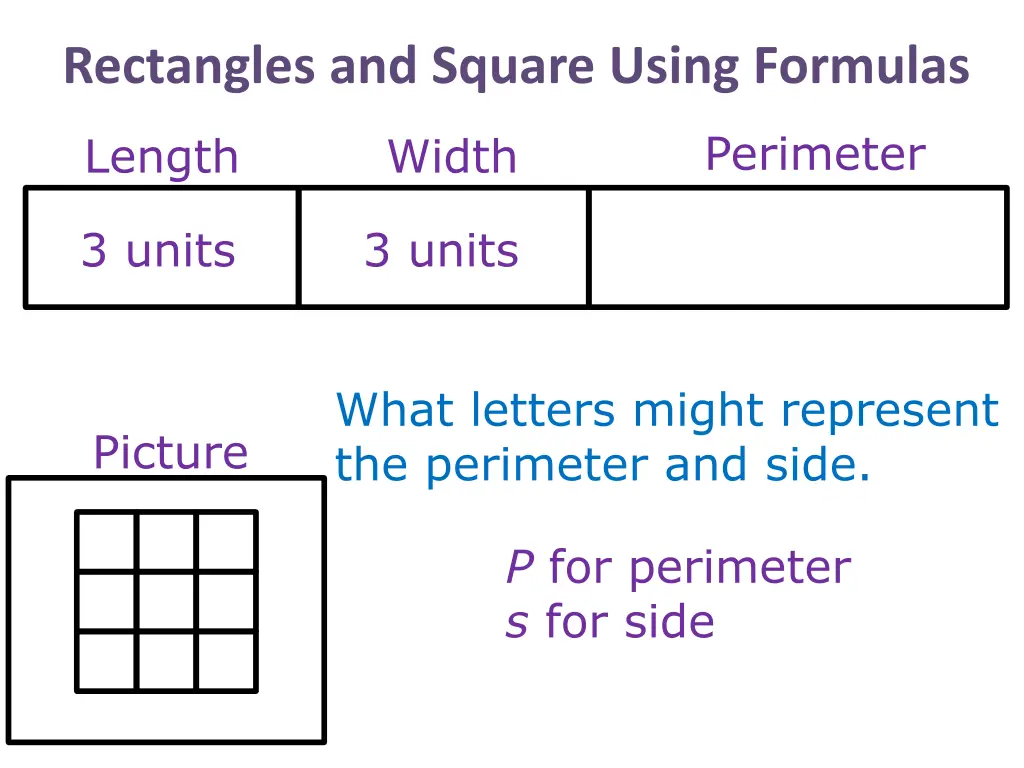 rectangles and square using formulas 11