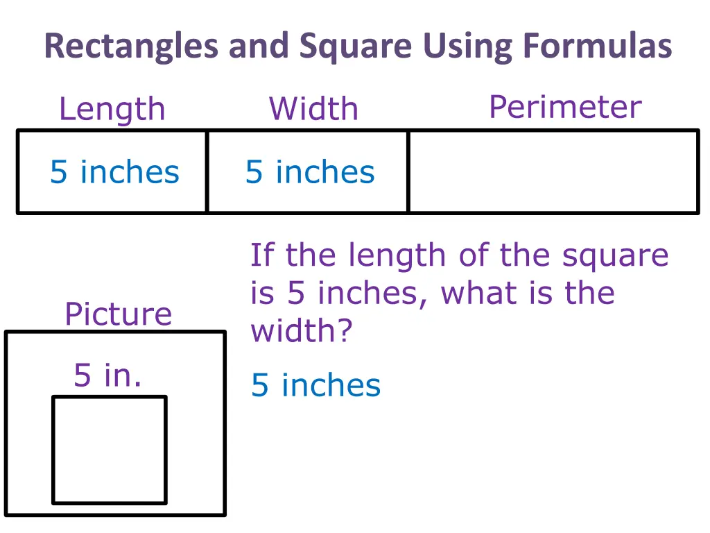 rectangles and square using formulas 14