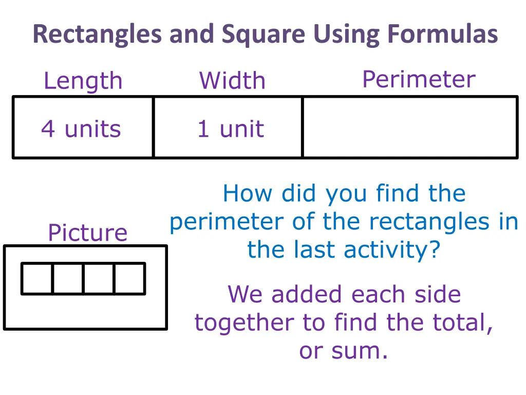 rectangles and square using formulas 2