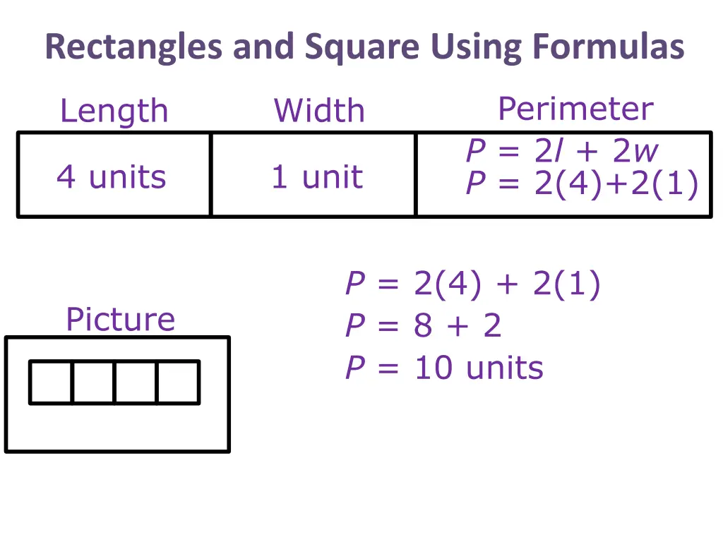 rectangles and square using formulas 8