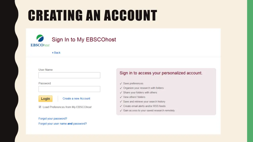 creating an account