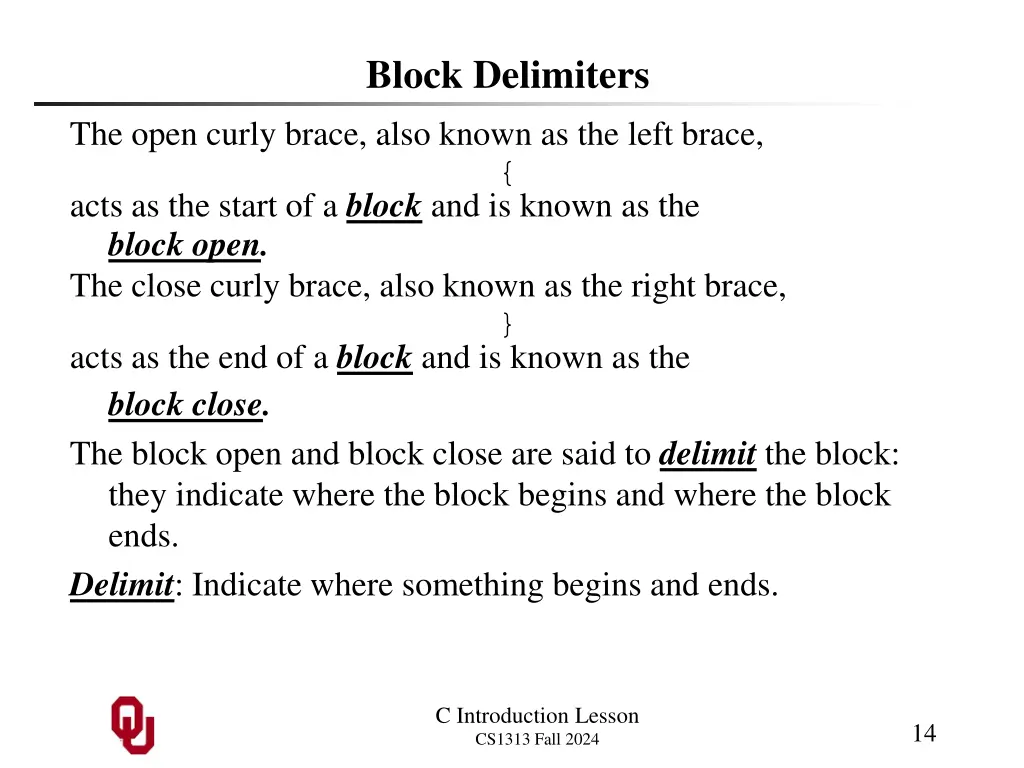 block delimiters