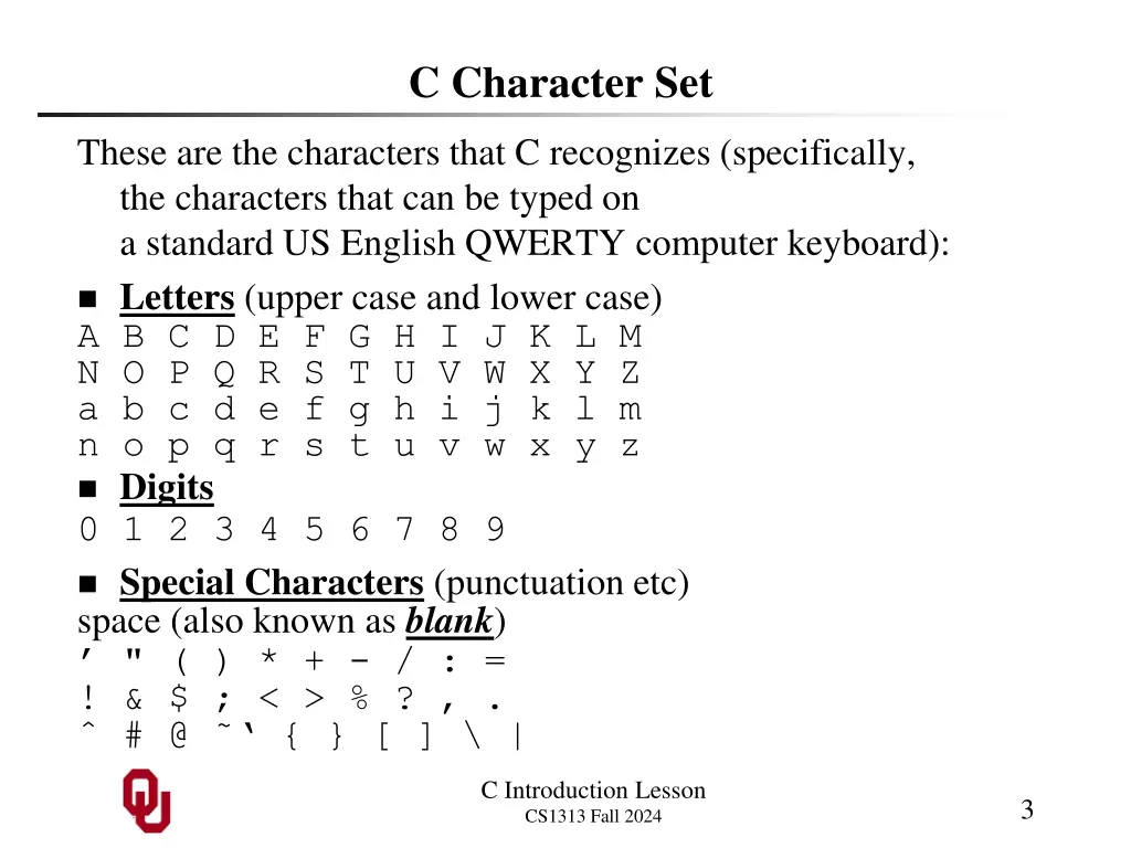 c character set