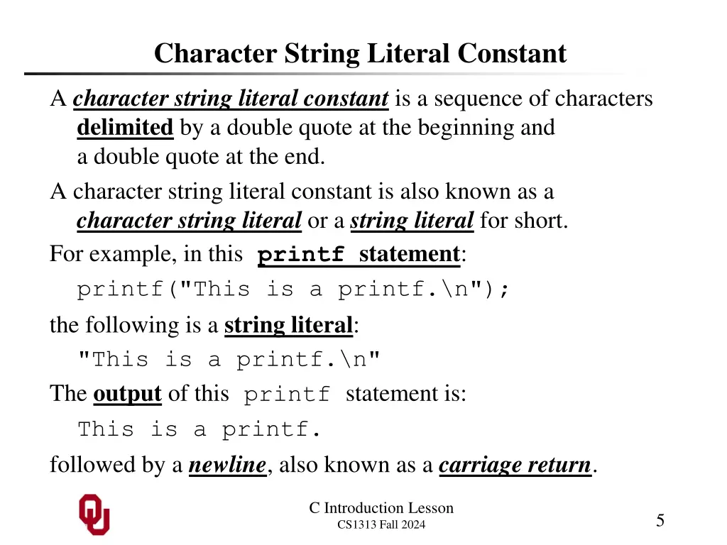 character string literal constant