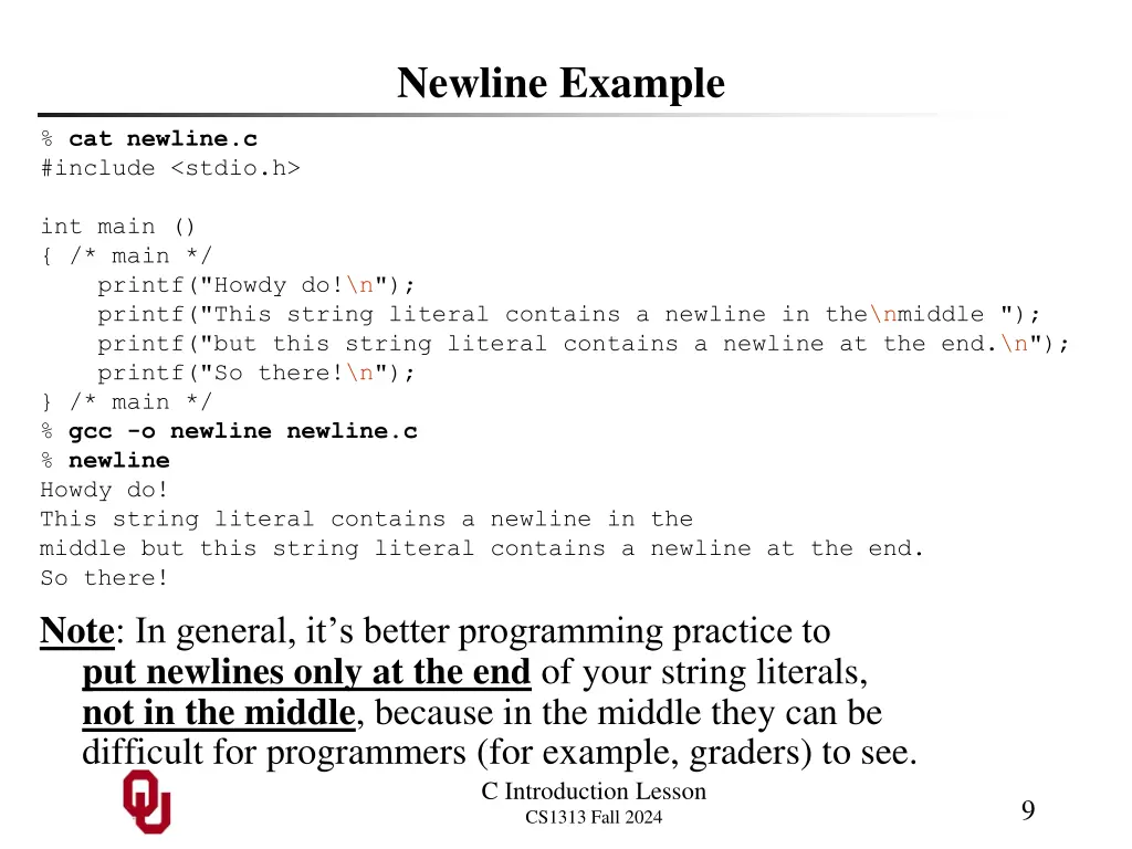 newline example