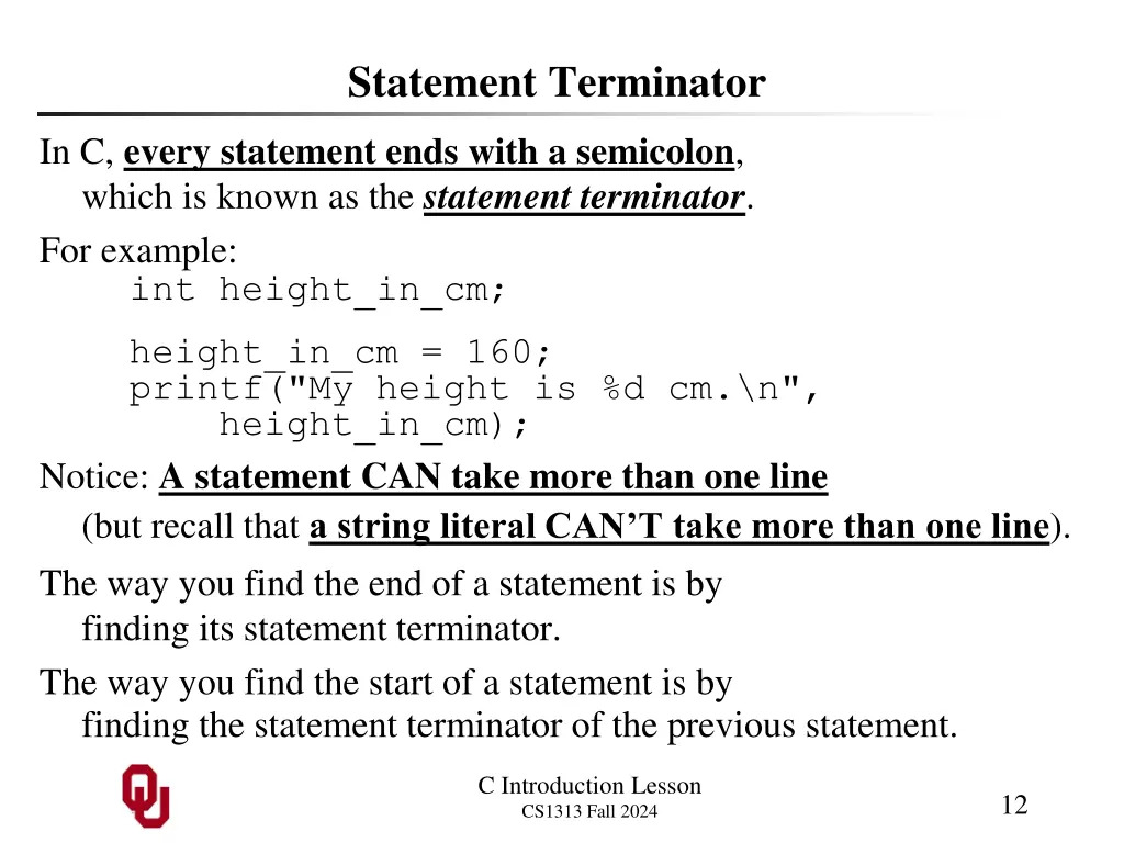 statement terminator