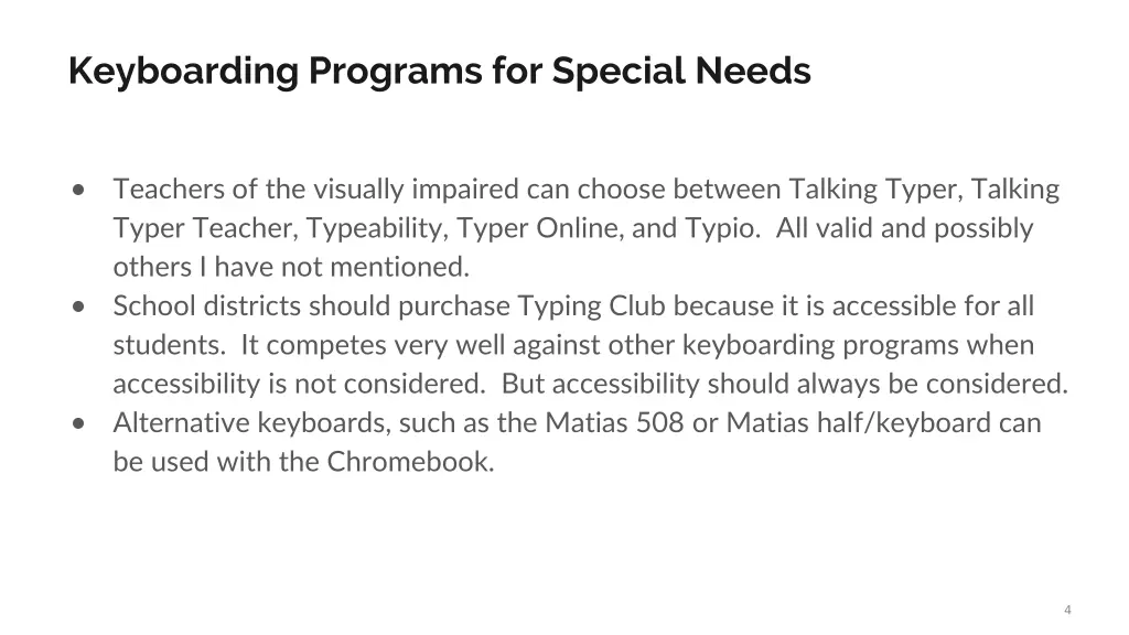 keyboarding programs for special needs