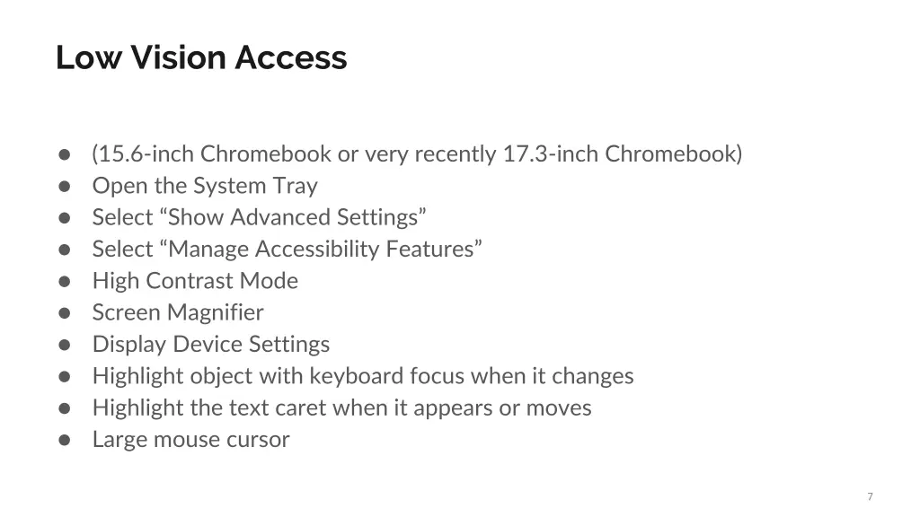 low vision access