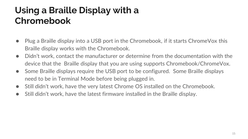 using a braille display with a chromebook