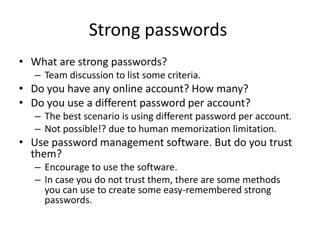 strong passwords