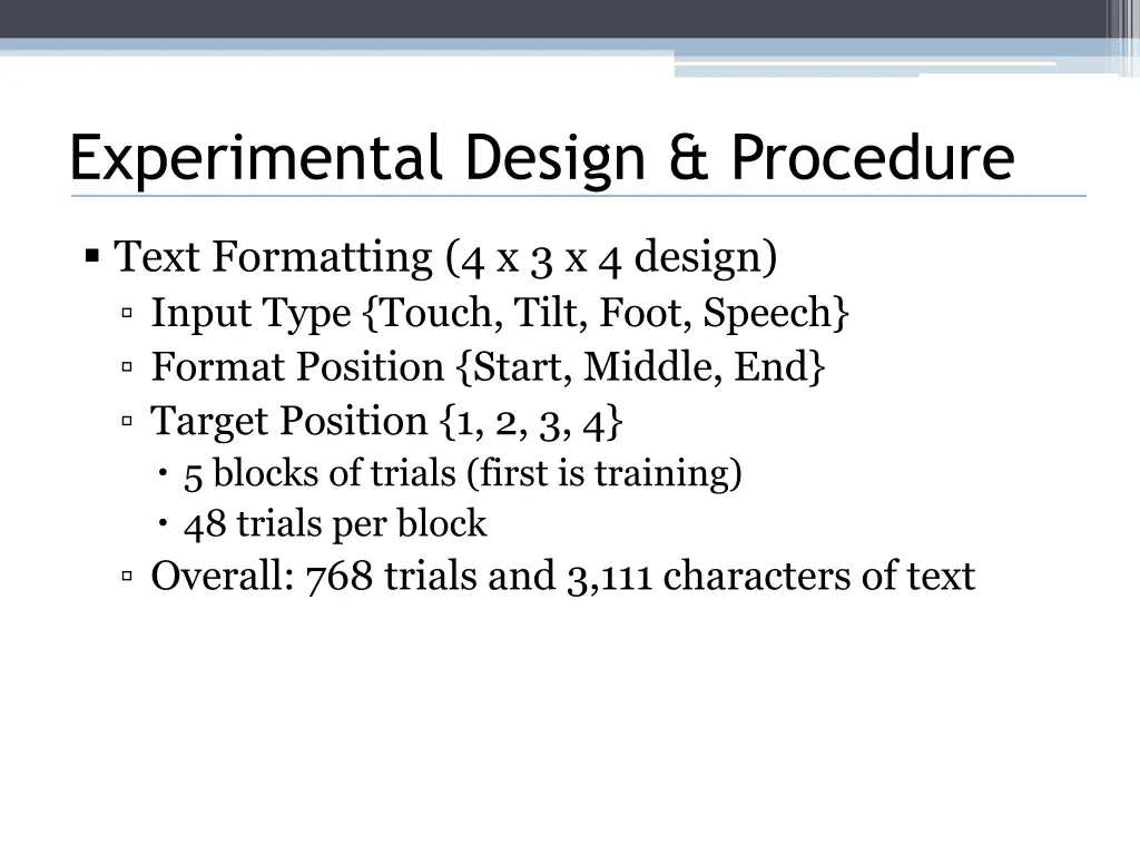 experimental design procedure 1