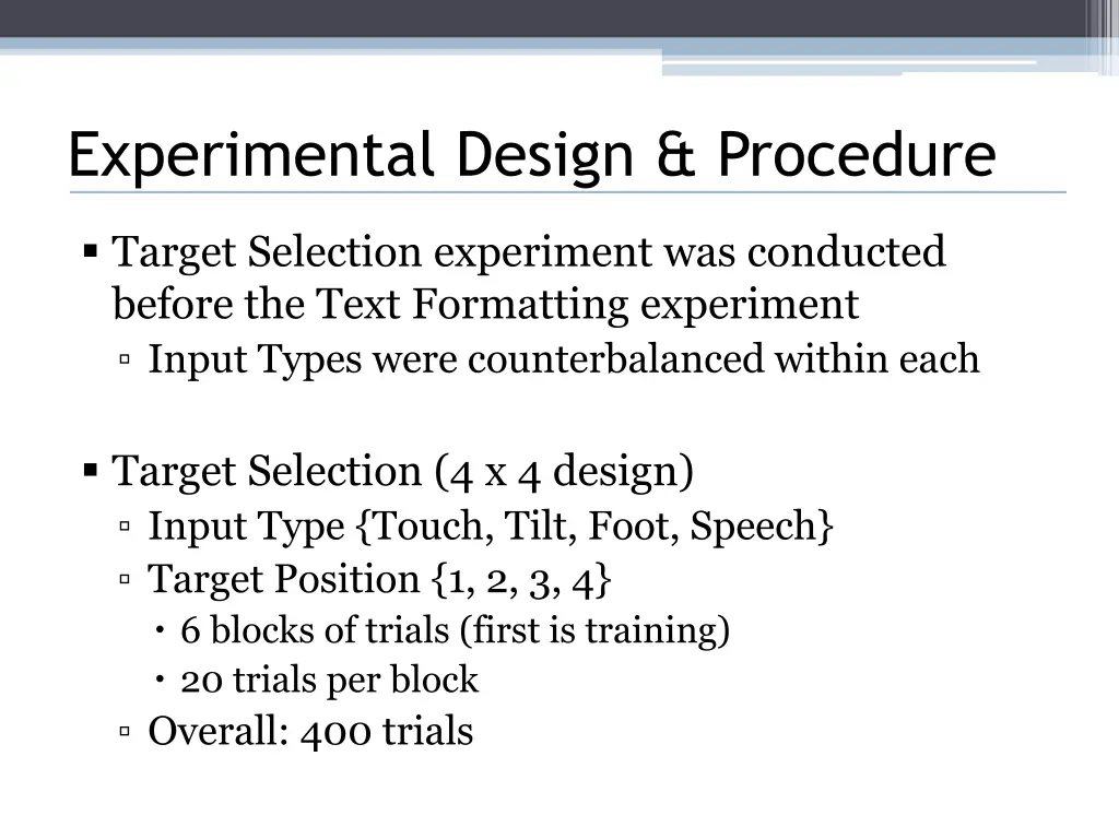 experimental design procedure