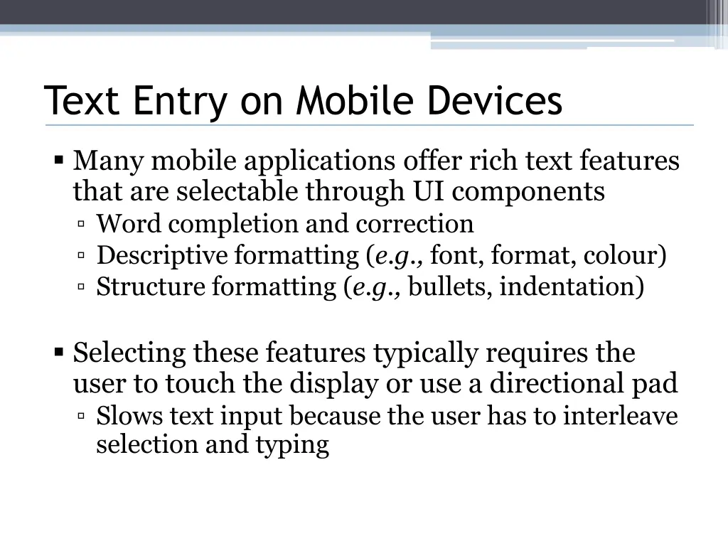 text entry on mobile devices