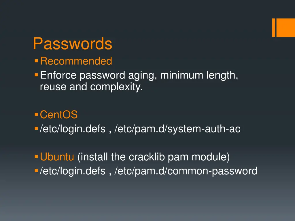 passwords recommended enforce password aging