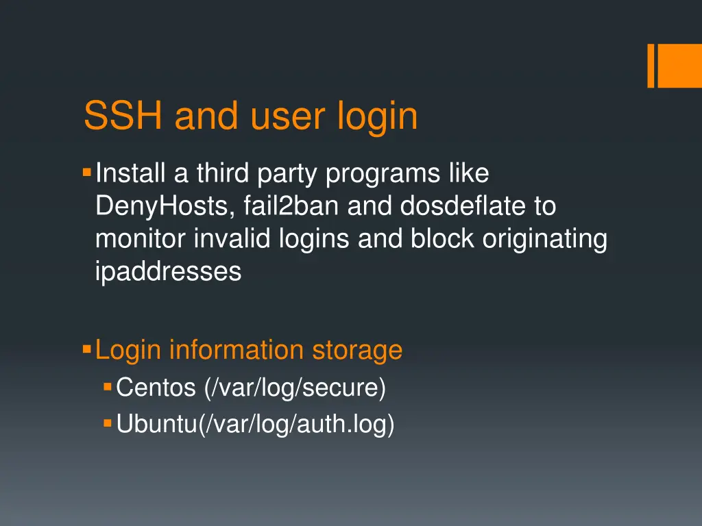 ssh and user login