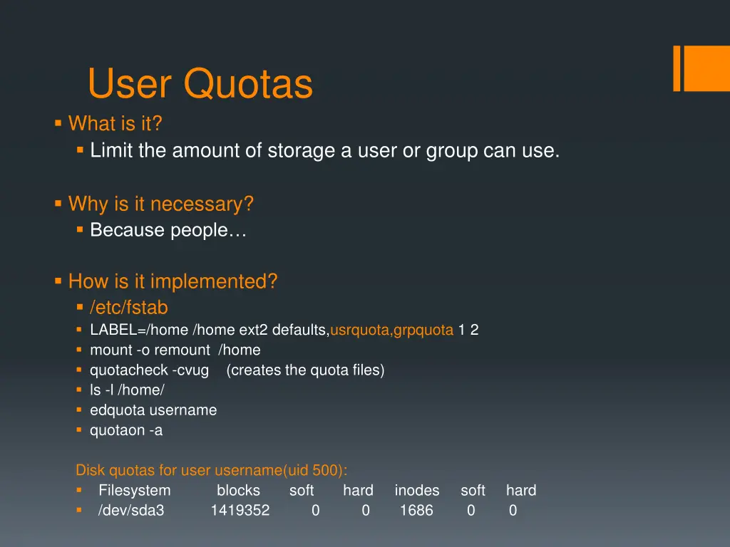 user quotas what is it limit the amount