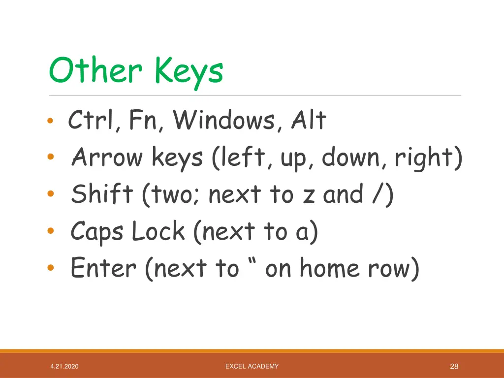 other keys ctrl fn windows alt arrow keys left