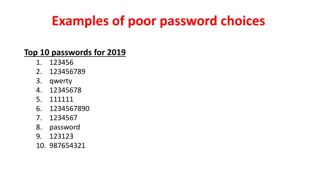 examples of poor password choices