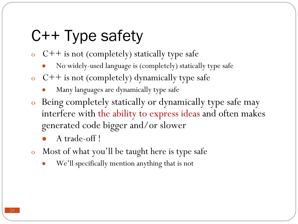 c type safety o c is not completely statically