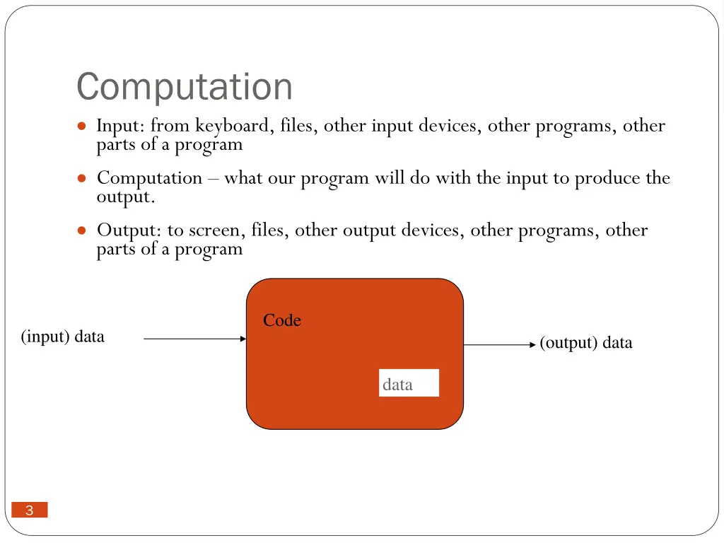 computation input from keyboard files other input