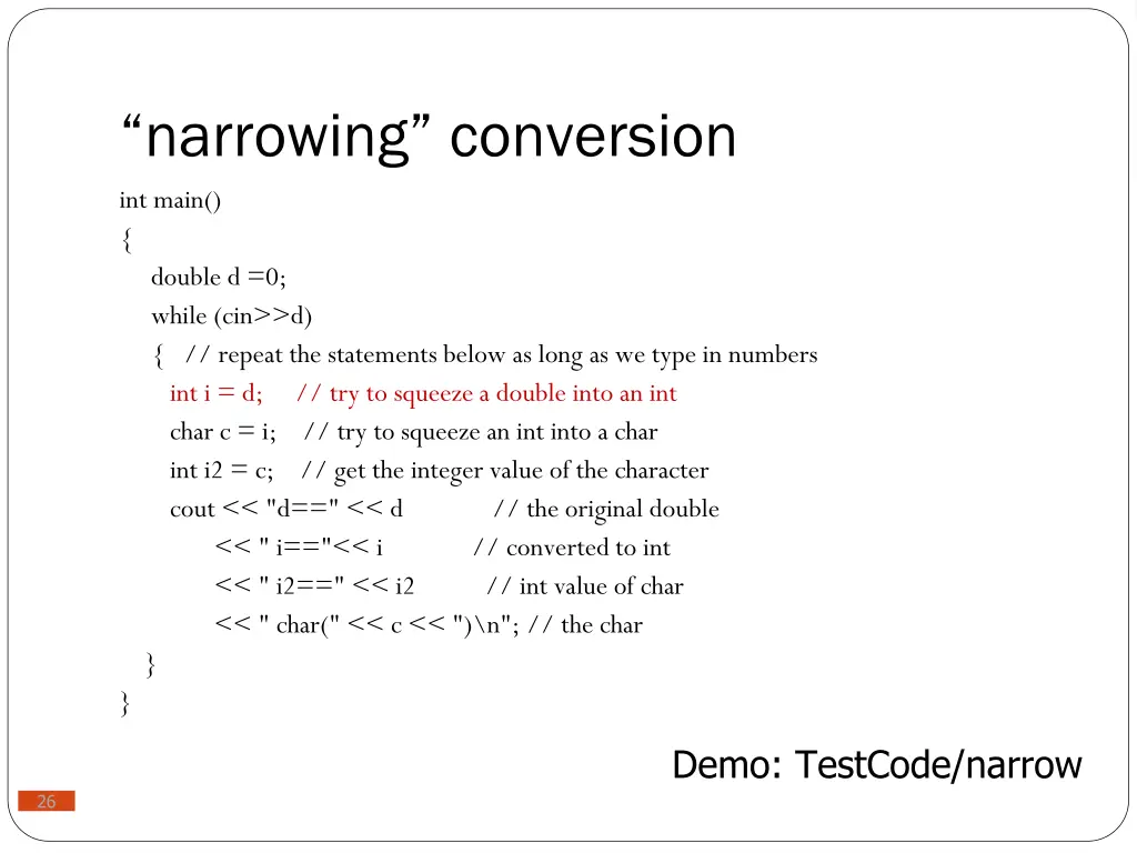 narrowing conversion