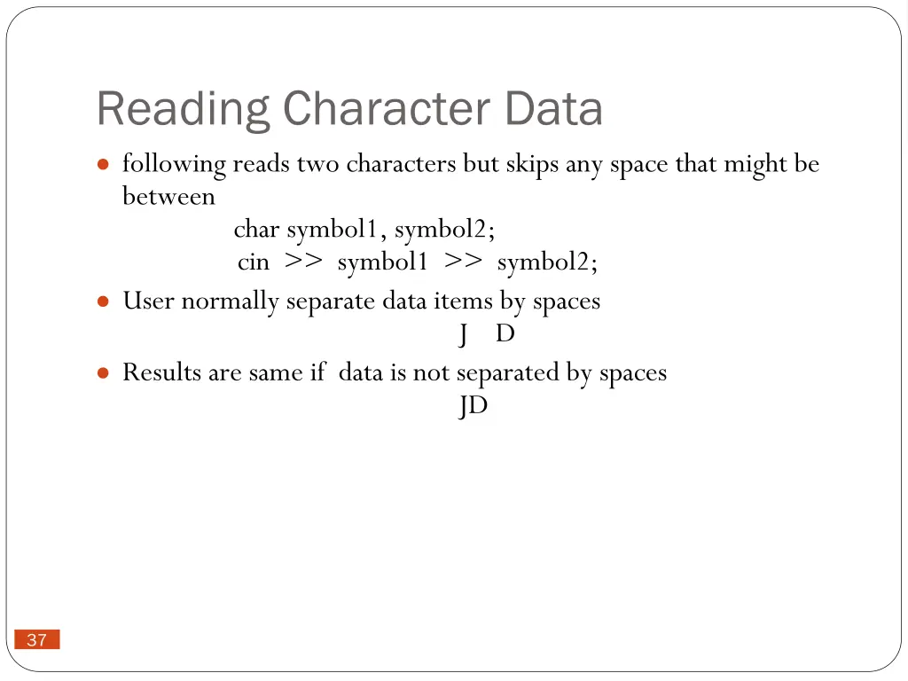 reading character data following reads