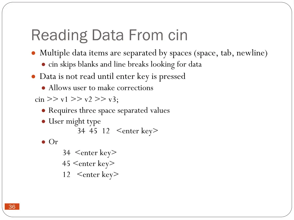 reading data from cin multiple data items