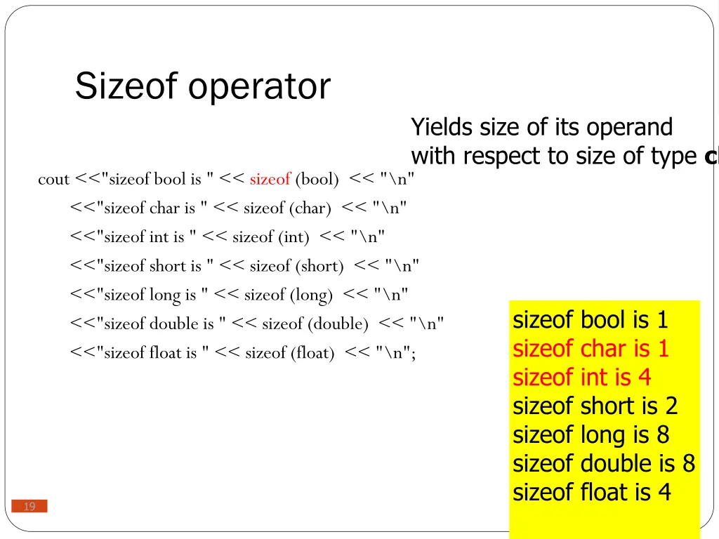 sizeof operator