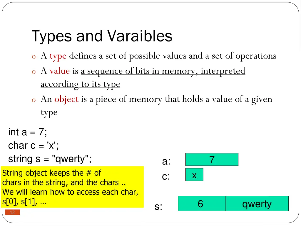 types and varaibles closer look